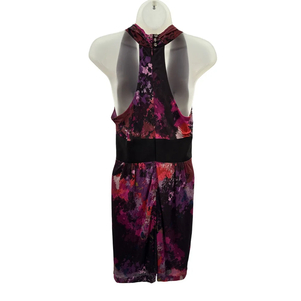 Trina Turk Halter Dress Size 4 Empire Waist Sheath Multicolor Abstract Print - Picture 7 of 12